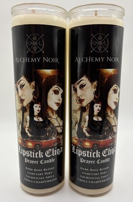 Set Of 2 - Alchemy Noir 8  Candle - Lipstick Cliqa Prayer Candle - Halloween