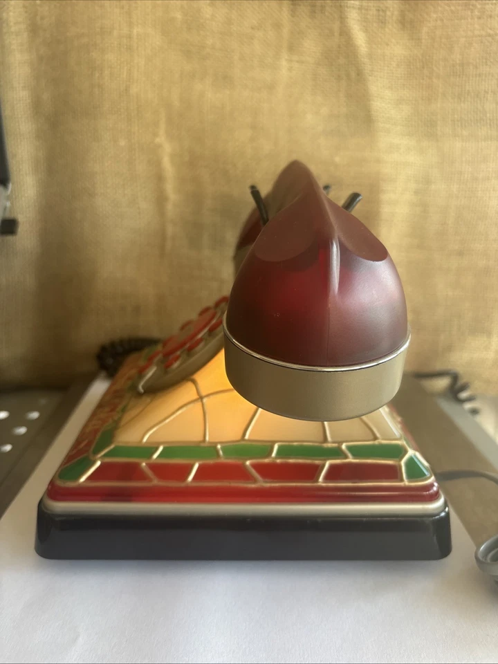 Coca-Cola Light Up Push Button Landline Telephone Stained Glass Look Lights Up - Image 2 of 4