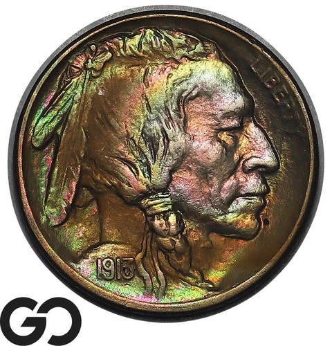 1913-S Buffalo Nickel Type 1, Great Album Color, Choice BU++ Better Date