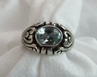 Vintage Sterling Silver Ornate Blue Topaz Ring Sz 7.25
