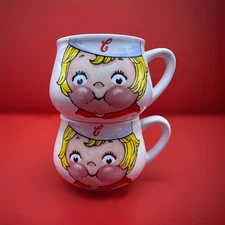 Set of 2 VTG 1998 Campbell Soup Kids Mugs Bowls Houston Harvest Collectible