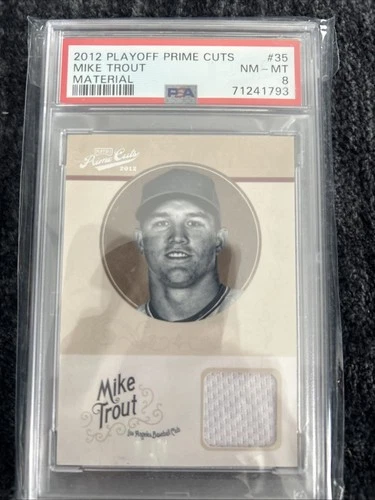 2012 Panini Playoff Prime Cuts Material Mike Trout #35 RC Rookie /99 PSA 8