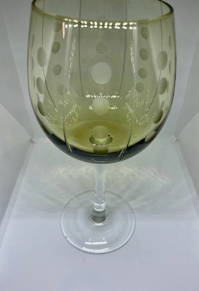 De colección Allegro Color Laura Cristal Globo Copas de Vino Marrón Verde Polkadot Foto 4 de 4