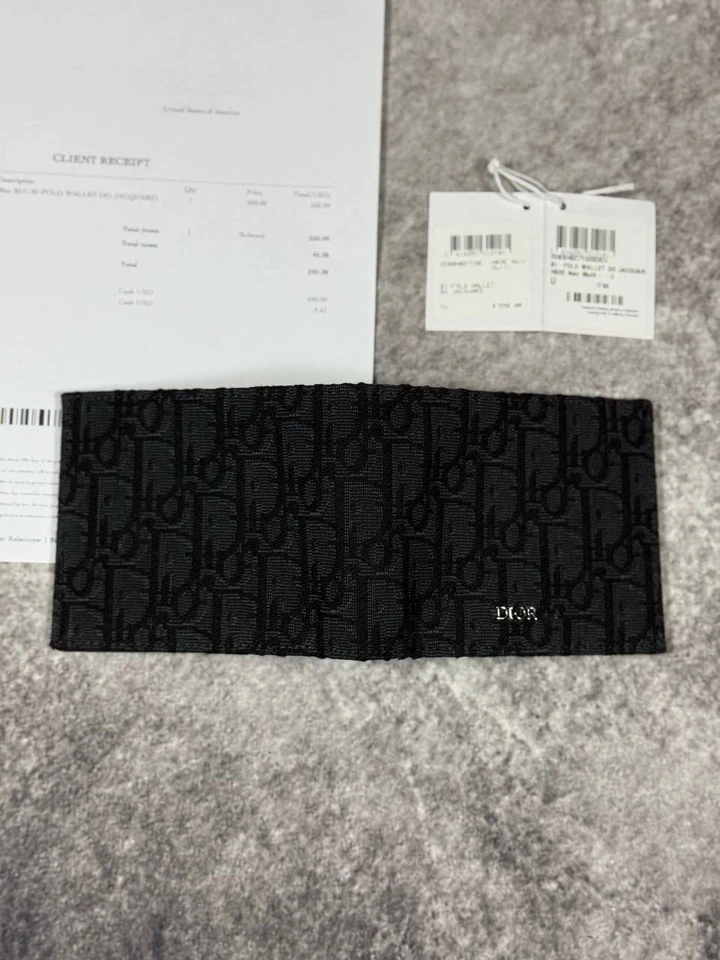 Cartera plegable Dior para hombre - patrón jacquard oblicuo - genuina Foto 2 de 4