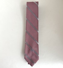 Vintage Yves Saint Laurent Silk Tie Pink Diagonal Stripe YSL Neckwear Designer
