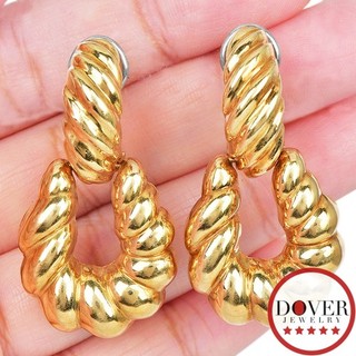 Italian 18K Yellow Gold Puffy Door Knocker Large Earrings 17.7 Grams NR
