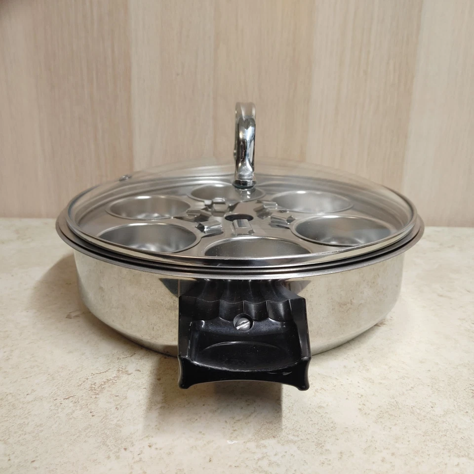 Stainless Steel Egg Poacher 6-Cup Stovetop Glass Lid - Image 3 of 4