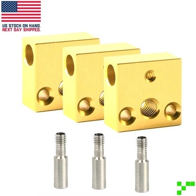 THREE PACK - Heater Block for Creality Ender 3/V2/Pro/5/CR-10 w/ Steel Throat