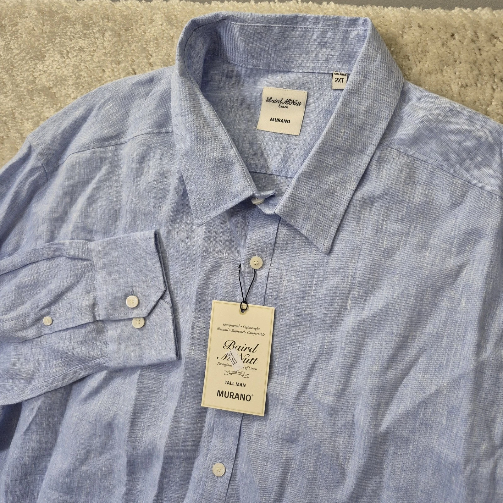 Murano Baird McNutt Linen Shirt 2XLT Blue Button Up Beach Coastal Wedding Travel