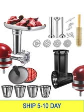 Meat Grinder&Slicer Shredder Attachments for KitchenAid Stand Mixer, Metal Food