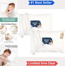 Toddler Pillowcase 2 Pack 13x18 Organic Cotton Envelope Closure Soft White