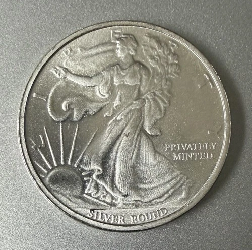 Walking Liberty Silver Round. One Troy Ounce Of .999 Fine Silver.