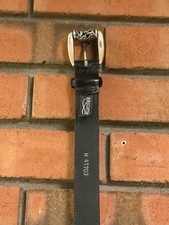 Brighton Black Leather Belt Size M Silver Chain Buckle USA Made