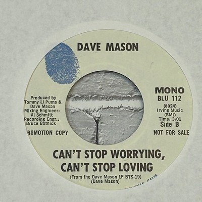 Dave Mason - World In Changes 7'' Promo Single 1970 Blue Thumb Rock 45 RPM