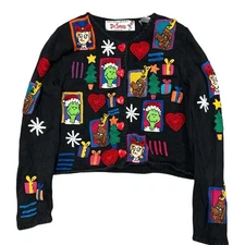 Vintage Michael Simon Grinch Stole Christmas Cardigan Sweater Womens Large Seuss