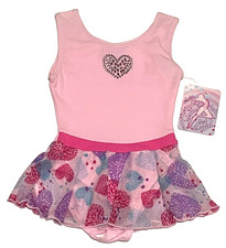 Moret Dress Skirt Skirtall Bodysuit Tank Hearts Glitter Pink New Nwt Girl XS 3/4