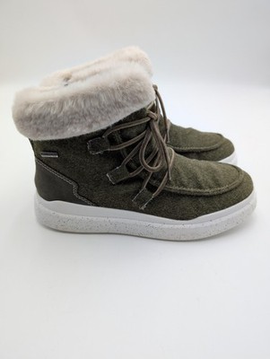 Romika Snow Boots Womens Size 6.5 Green Faux Fur Ankle Lace Up Comfort New Shoes