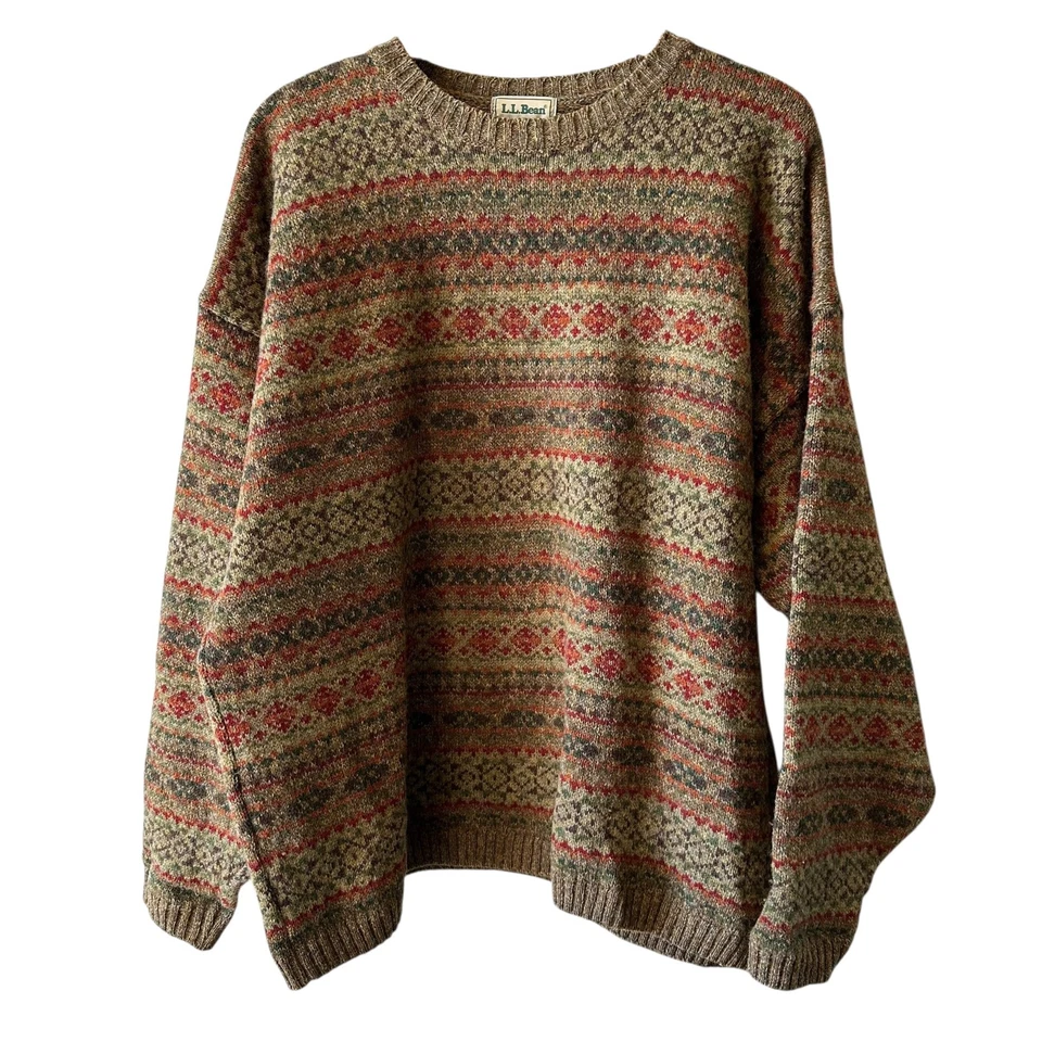 Vtg L.L. Bean Pure New Wool Fair Isle Sweater Made in Scotland Men’s Size XL - Image 4 of 4