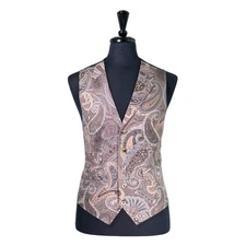 Mens Paisley Vest 42R Multicolor Cotton Waistcoat Formal Wedding Prom Party