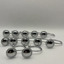 Shower Curtain Hooks Silver Tone Metal 12 Hooks