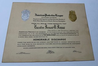 AMERICAN PROTECTIVE LEAGUE honorable discharge CHICAGO DIVISION secret service