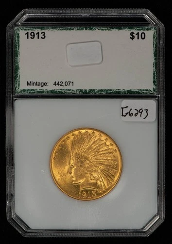 1913 G$10 Indian Head Gold Eagle - Green Slab - SKU-G6293