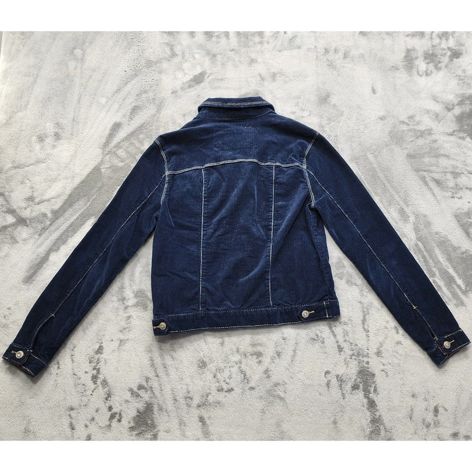 Chaqueta vintage Y2K amatista para mujer M azul pana corta manga larga ligera Foto 2 de 4