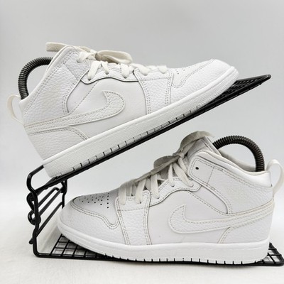 Nike Air Jordan 1 Mid Triple White Sneaker Gr. UK 2,5 Damen Leder 640734-130
