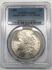 1880-P Morgan Silver Dollar PCGS UNC - *Struck Through/Thru Reverse*