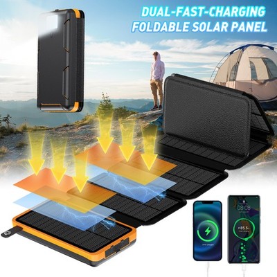 46800mAh Solar Power Bank Folding Solar Panel Fast Charger For Hiking & Camping