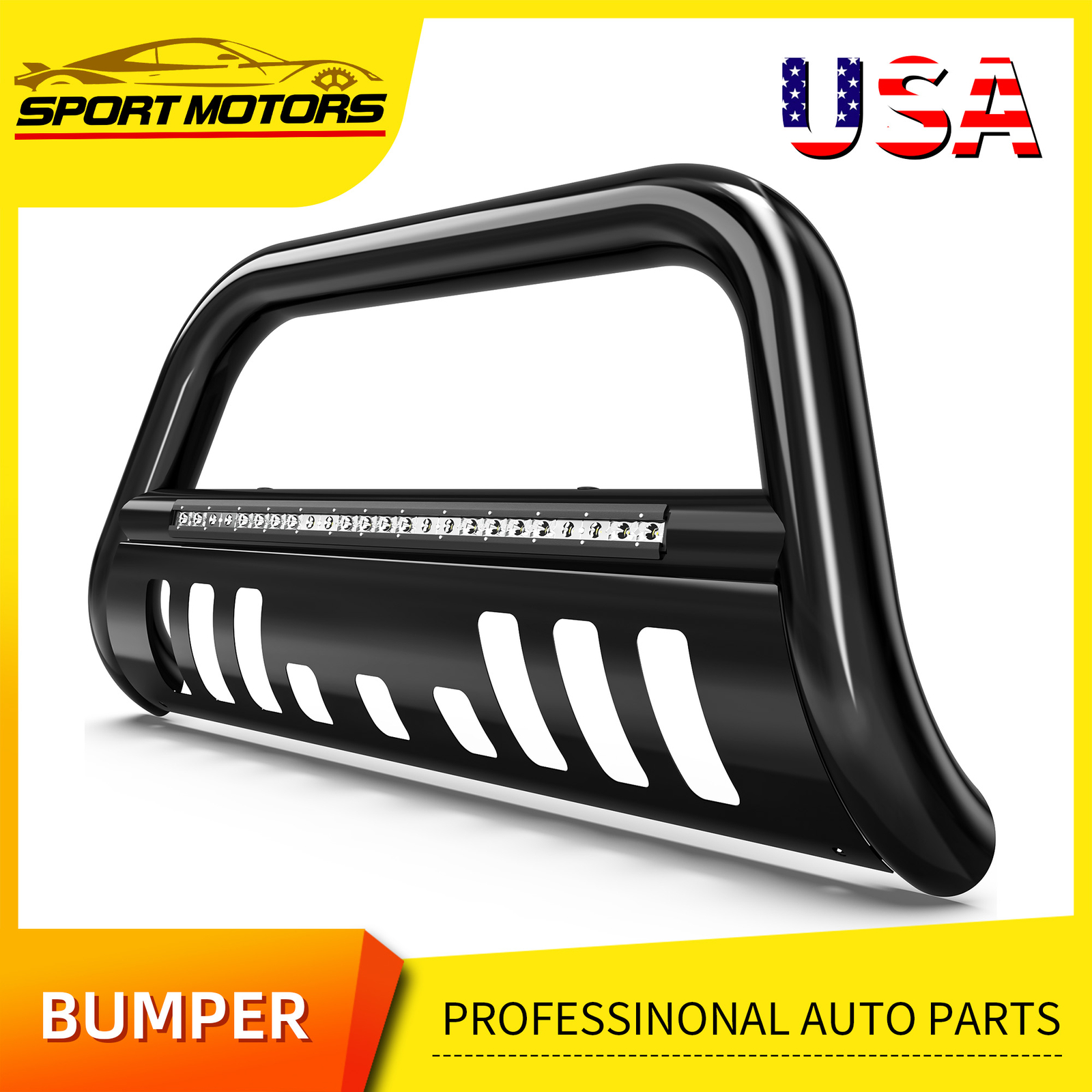 Front  Bumper Bull Bar Grille Guard for 2005-2021 Nissan Frontier W/ Light Bar