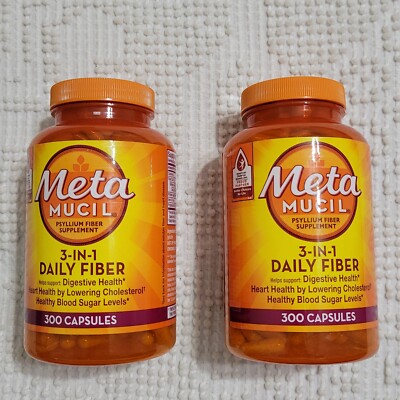 2 pk Metamucil Multi-health Psyllium Fiber Supplement Capsules 300 Ct Exp. 02/28