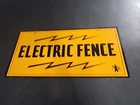Vintage Electric Fence 4" x 8" Metal Enamel Sign Lightning Bolt Tin Cowboy📦
