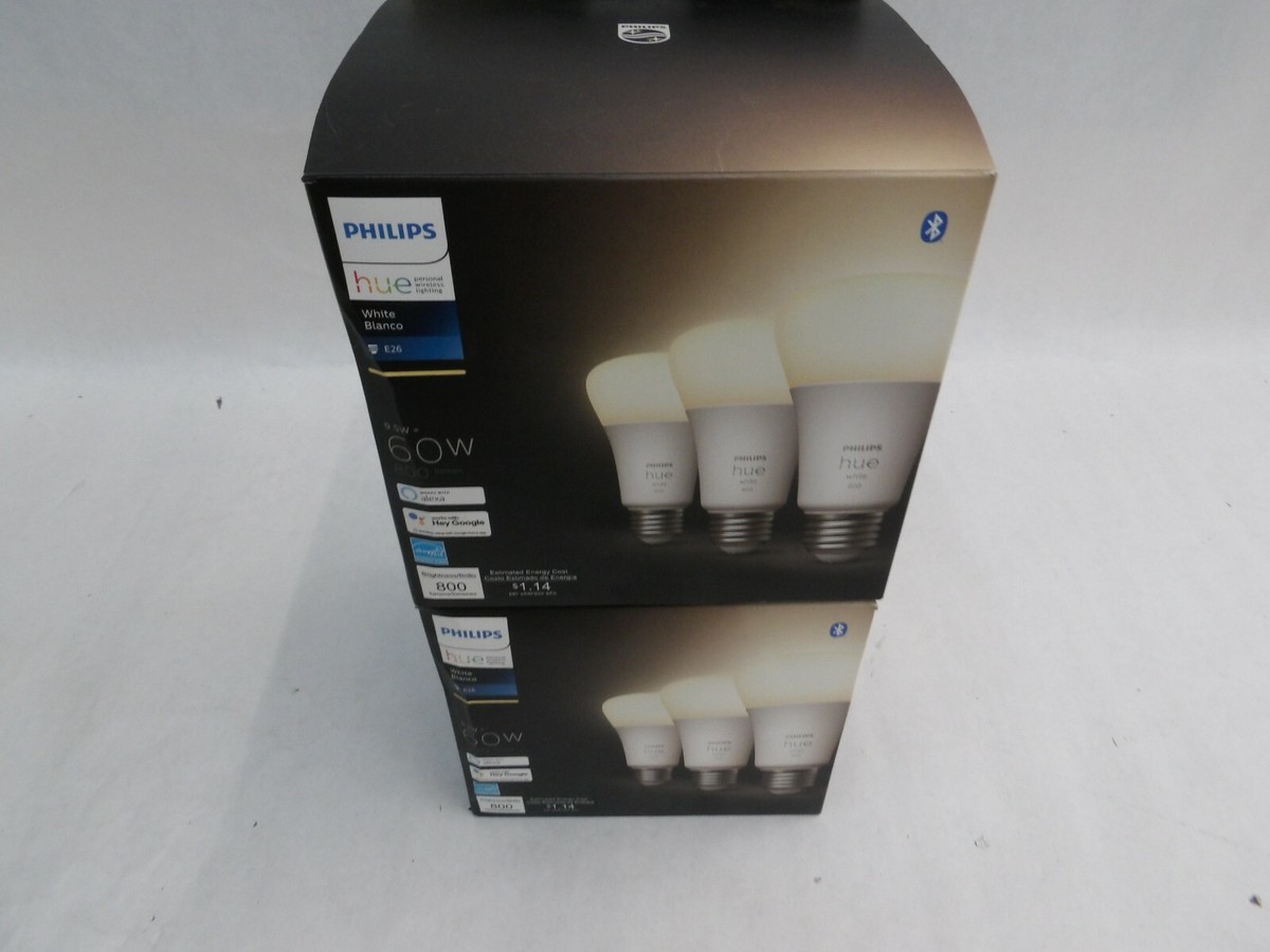 SIX PACK PHILIPS HUE LIGHT BULBS 554626 WHITE E26 60 WATT SIX PACK PHILIPS HUE LIGHT BULBS 554626 WHITE E26 60 WATT