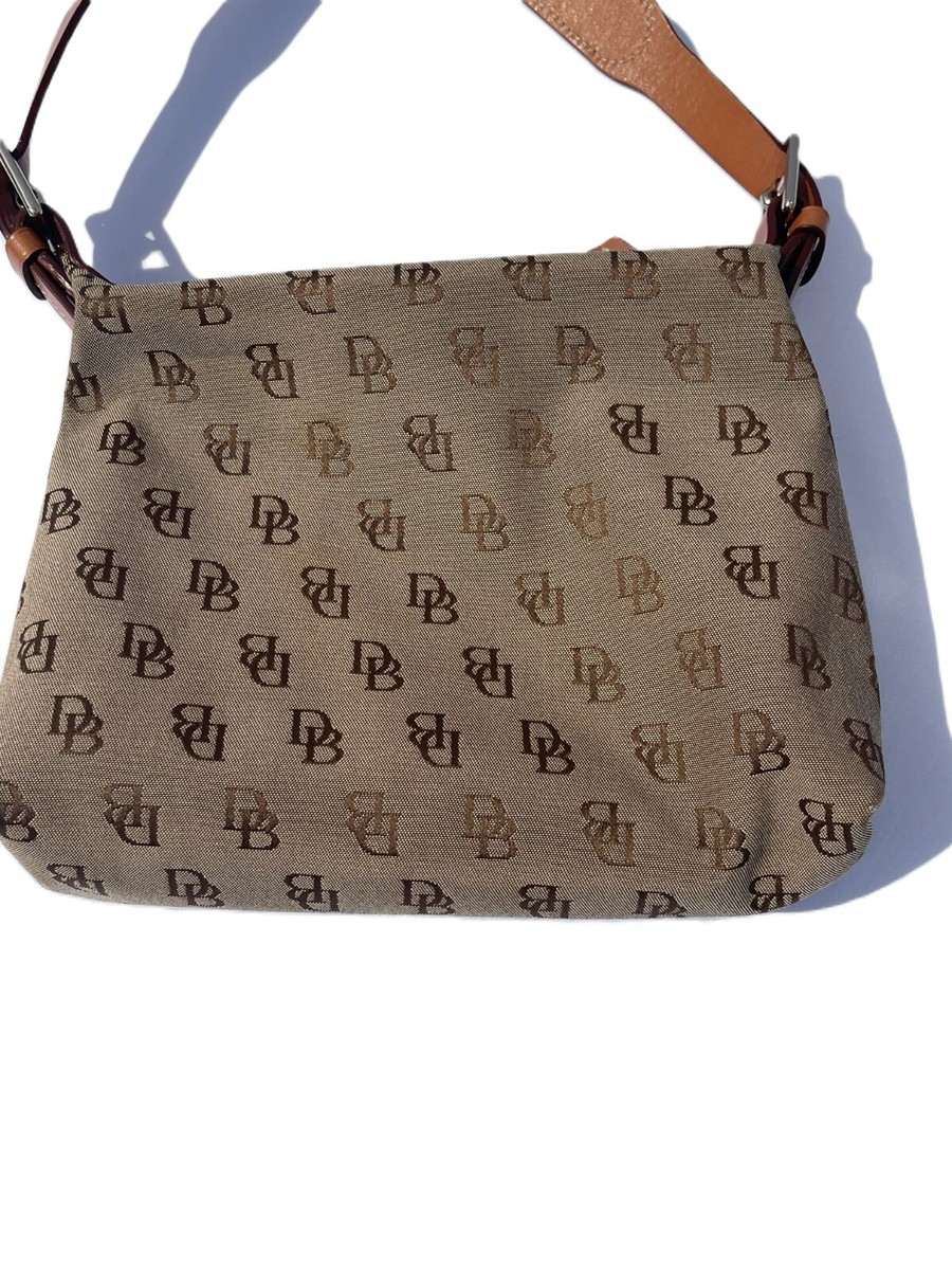 Vintage DOONEY AND BOURKE Brown Monogram DB Canvas Shoulder Handbag