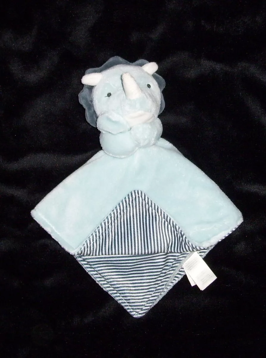 Carters Blue Stripe Rhino Baby Blanket Security Lovey 68113 eBay