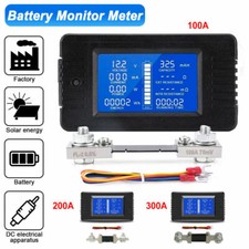 50-300A DC Battery Monitor Meter 200V Voltmeter Amp For RV System LCD Display 