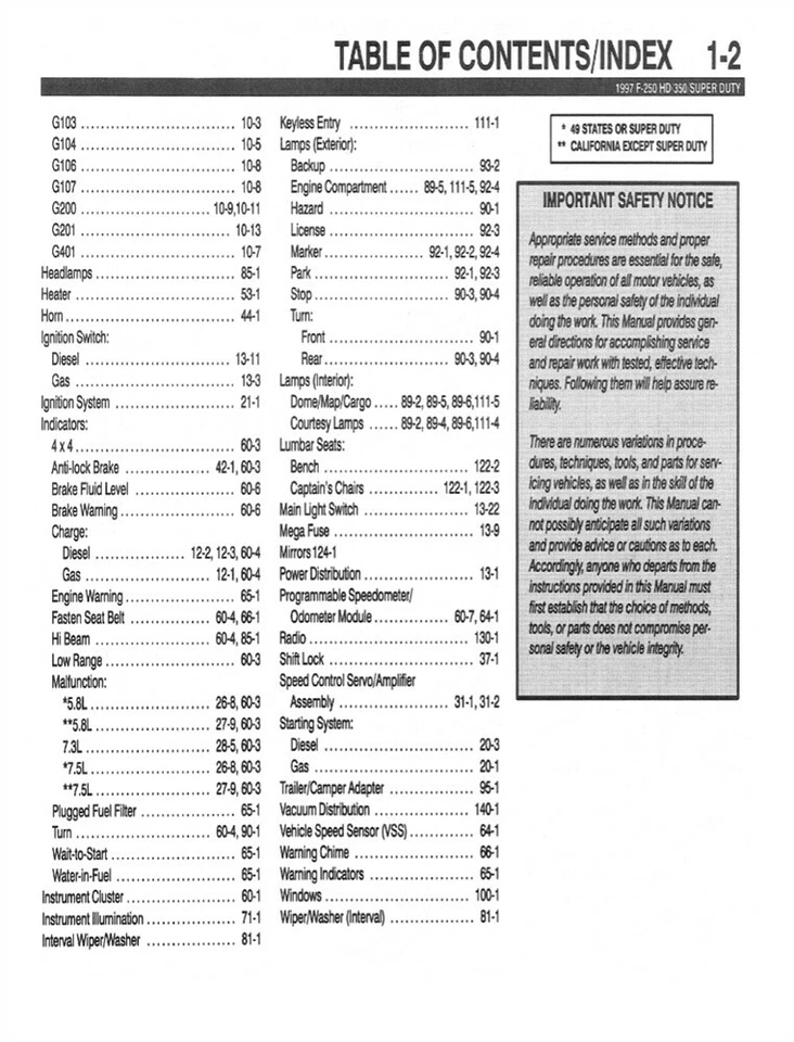 Ford F250 HD 1997 F350 F-Super Duty aspiradora eléctrica manual de solución de problemas Foto 3 de 4