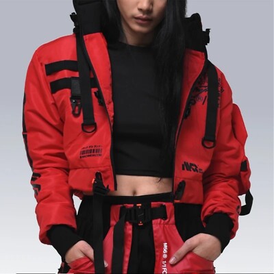 Unisex Red Jacket Bomber School Detachable Hoodie Full Zip Machine56  C4/GRID-M1A