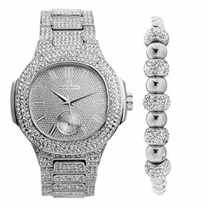 mens silver bling watches