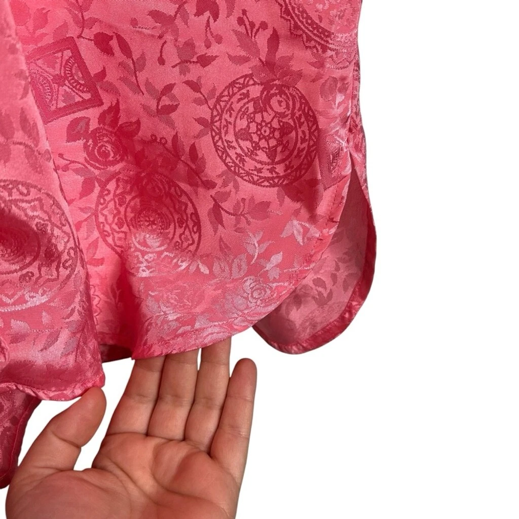 UNDERCOVER Abito camicia da notte Victoria Secret vintage etichetta oro rosa raso broccato bottoni