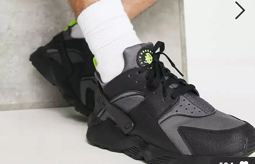 NIKE AIR HUARACHE TRAINERS BRAND NEW 5UK GREY BLACK YELLOW D25632 TU5