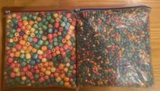 2500 pc. Wood Craft Beads - Multi Colors, Shapes and Sizes