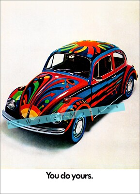 You Do You Flower Power VW 1970 Vintage Poster Print Retro Style Pop Art