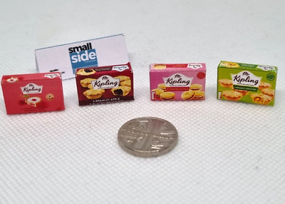 Dolls House miniature food 1:12 scale Handmade Mr Kipling Pie boxes x 4