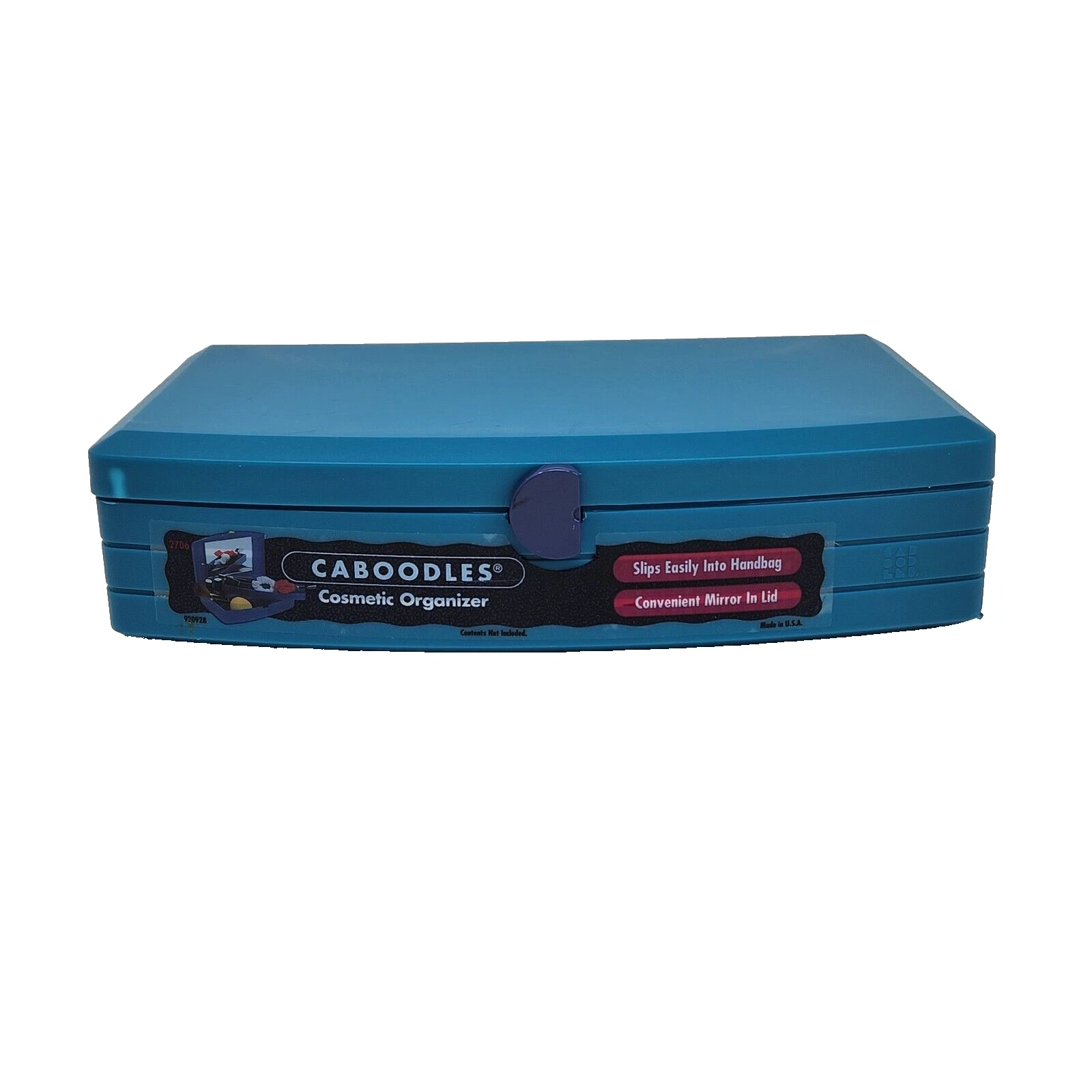 VINTAGE CABOODLES BLUE COSMETIC MAKEUP ORGANIZER STORAGE CASE MIRROR + TRAY NEW