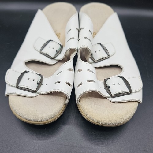 SAS Womens White Wedge Sandals Double Buckle Triple Comfort Size 8.5W H5 278872 - Picture 11 of 12
