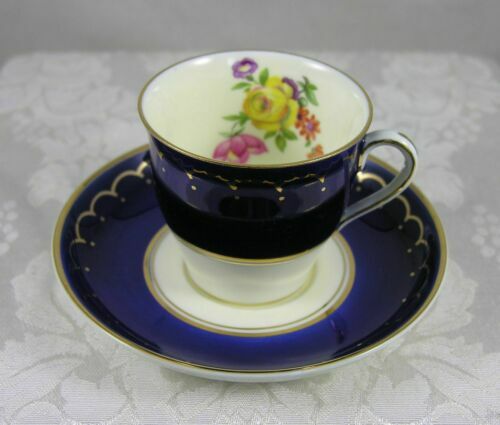Vintage Aynsley Footed English Bone China Violette Cup & Saucer | eBay