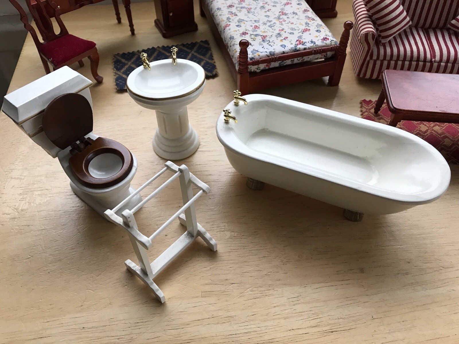 Dolls House Furniture Bundle Vintage Wooden 1/8 Size VGC eBay