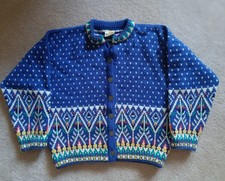 Vintage Dale of Norway Cardigan Sweater 100% Wool Womens Large Fair Isle Pattern